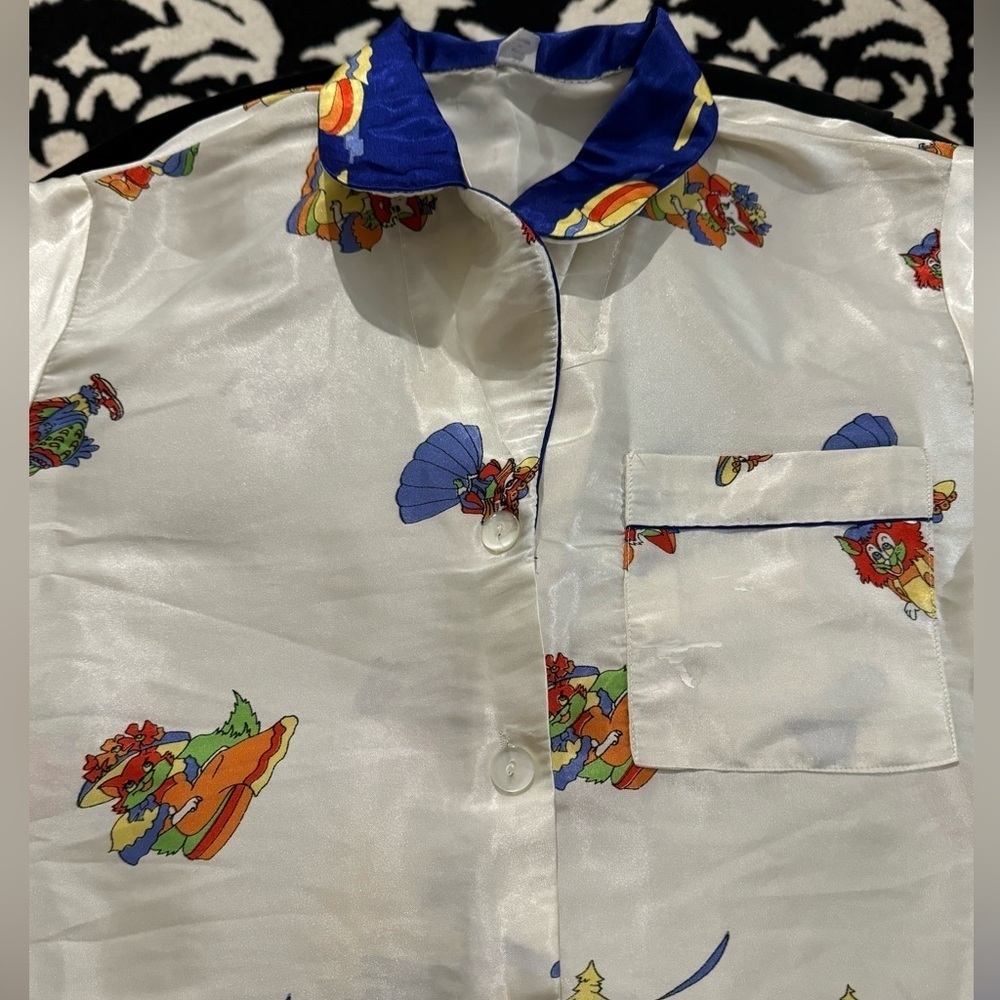 Vintage Vietnam Cartoon Silk Like Button Down Shirt 1970’s Streetwear Fun Unique - Picture 5 of 16
